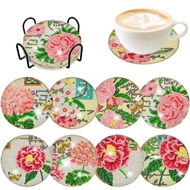 8 varmebrikker med lyserøde blomster